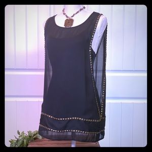 Rock & Republic Sheer Tank Studded Blouse